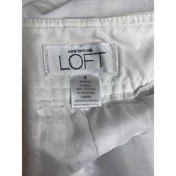 Ann Taylor Loft Women Shorts pant Bottom 4 Classic Bermuda White Adjustable Band - Picture 5 of 5